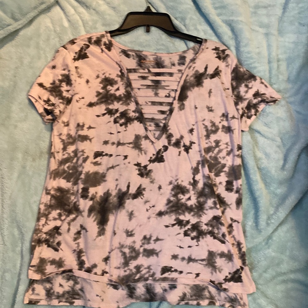 Tie dye lace front top
